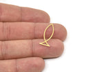 Brass Fish Charm, Raw Brass Fish Charms, Findings (20/25x0.60mm) SMP2498