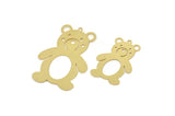 Brass Bear Charm, Raw Brass Bear Charms With 1 Loop, Cute Bear Charm, Findings (30/40x0.60mm) SMP2499