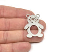 Steel Bear Charm, Stainless Steel Bear Charms With 1 Loop, Cute Bear Charm, Findings (30/40x0.80mm) SMP2499
