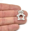 Steel Bear Charm, Stainless Steel Bear Charms With 1 Loop, Cute Bear Charm, Findings (30/40x0.80mm) SMP2499