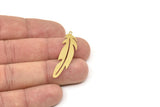Brass Feather Charm, Raw Brass Bird Feather Charms With 1 Loop, Pendants, Findings (30/40x0.60mm) SMP2500
