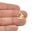 Brass Sailboat Charm, Raw Brass Sailboat Charm With 1 Loop, Sailing Ship Findings, Nautical Charm (20/25x0.60mm) SMP2503