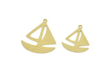 Brass Sailboat Charm, Raw Brass Sailboat Charm With 1 Loop, Sailing Ship Findings, Nautical Charm (20/25x0.60mm) SMP2503