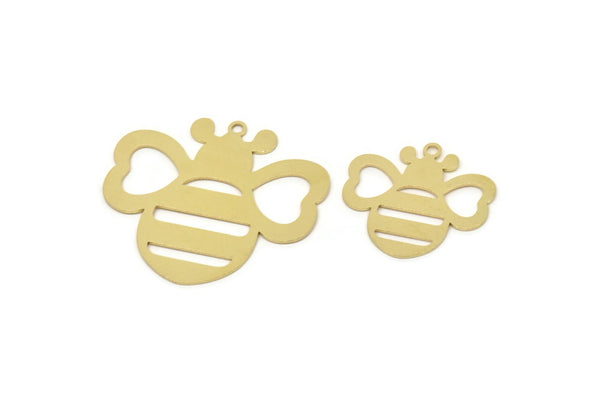 Brass Bee Charm, Raw Brass Bee Charms With 1 Loop, Bee Findings, Heart Charm (19/27x0.60mm) SMP2504