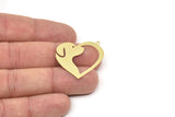 Brass Heart Charm, Raw Brass Dog Patterned Heart Shaped Charms With 1 Loop, Animal Jewelry, Heart Findings (20/30x0.60mm) SMP2506