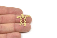 Pirinç Kaplumbağa Tılsımı, 1 Halkalı Ham Pirinç Kaplumbağa Şeklinde Tılsımlar, Küpe Tılsımı Bulguları (28/37,5x0,60 mm) SMP2508