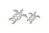 Steel Turtle Charm, Stainless Steel Turtle Shaped Charms With 1 Loop, Earring Charm Findings (28/37.5x0.80mm) SMP2508