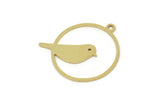 Brass Bird Charm, Raw Brass Bird Patterned Round Shaped Charms With 1 Loop, Animal Jewelry Findings (22x20x0.80mm) SMP2510