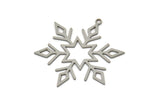 Steel Snowflake Charm, Stainless Steel Snowflake Charms With 1 Loop, Charm Pendants, Findings (33x30.5x0.80mm) SMP2513