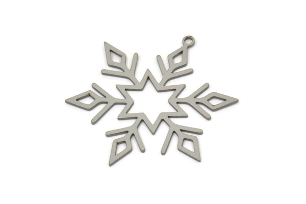 Steel Snowflake Charm, Stainless Steel Snowflake Charms With 1 Loop, Charm Pendants, Findings (33x30.5x0.80mm) SMP2513