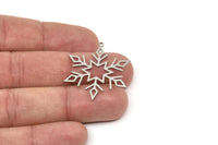 Steel Snowflake Charm, Stainless Steel Snowflake Charms With 1 Loop, Charm Pendants, Findings (33x30.5x0.80mm) SMP2513