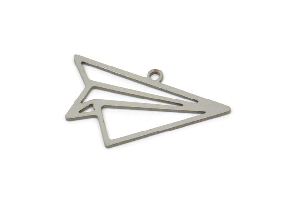 Steel Airplane Charm, Stainless Steel Paper Airplane Shaped Charms With 1 Loop, Origami Charm, Origami Jewelry  (15.5x0.80mm) SMP2516