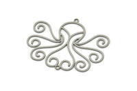 Steel Octopus Charm, Stainless Steel Octopus Charms With 2 Loops, Pendants, Earring Findings, Connector Findings (31x40x0.80mm) SMP2518