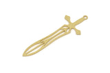 Brass Sword Charm, Raw Brass Sword Charms With 1 Loop, Earrings, Charms Pendants, Findings (40x14x0.60mm) SMP2519
