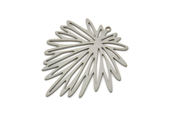 Steel Leaf Charm, Stainless Steel Leaf Charms With 1 Loop, Charm Pendants (40x35x0.80mm) SMP2520