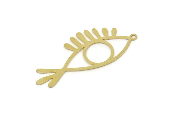 Brass Fish Charm, Raw Brass Eye Patterned Fish Shaped Charm With 1 Loop, Earring Findings (40x17x0.60mm) SMP2526