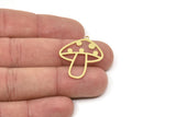 Brass Mushroom Charm, Raw Brass Mushroom Charm With 1 Loop, Earring Charm, Findings (30x25.5x0.60mm) SMP2527