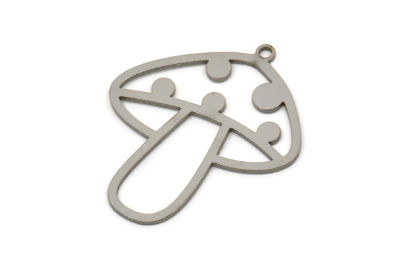 Steel Mushroom Charm, Stainless Steel Mushroom Charm With 1 Loop, Earring Charm, Findings (30x25.5x0.80mm) SMP2527