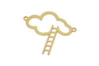 Brass Cloud Charm, Raw Brass Cloud Shaped Charms With 2 Loops, Staircase Jewelry, Necklace Charms, Connector Findings (30x27x0.60mm) SMP2528