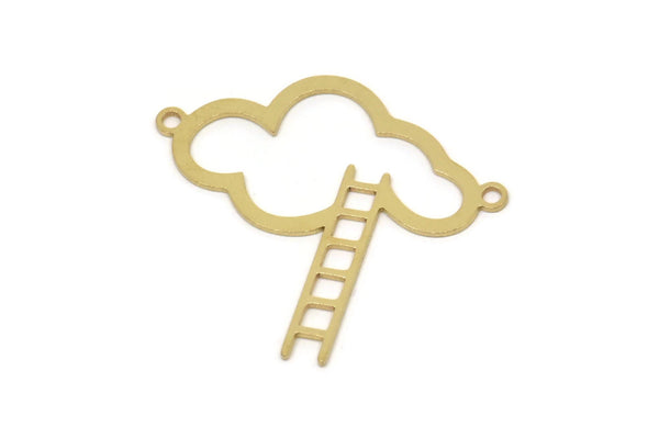 Brass Cloud Charm, Raw Brass Cloud Shaped Charms With 2 Loops, Staircase Jewelry, Necklace Charms, Connector Findings (30x27x0.60mm) SMP2528