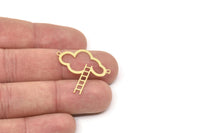 Brass Cloud Charm, Raw Brass Cloud Shaped Charms With 2 Loops, Staircase Jewelry, Necklace Charms, Connector Findings (30x27x0.60mm) SMP2528