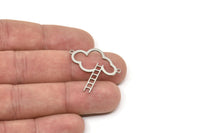 Steel Cloud Charm, Stainless Steel Cloud Shaped Charms With 2 Loops, Staircase Jewelry, Necklace Charms, Connectors (30x27x0.80mm) SMP2528