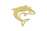 Brass Shark Charm, Raw Brass Shark Shaped Charms With 1 Loop, Ocean Jewelry, Earring Charm, Fish Findings (30x28x0.60mm) SMP2531
