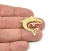 Brass Shark Charm, Raw Brass Shark Shaped Charms With 1 Loop, Ocean Jewelry, Earring Charm, Fish Findings (30x28x0.60mm) SMP2531