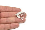 Steel Shark Charm, Stainless Steel Shark Shaped Charms With 1 Loop, Ocean Jewelry, Earring Charm, Fish Findings (30x28x0.80mm) SMP2531