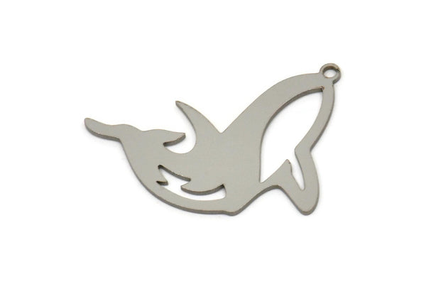 Steel Shark Charm, Stainless Steel Shark Shaped Charms With 1 Loop, Ocean Jewelry, Earring Charm, Fish Findings (27x18x0.80mm) SMP2532