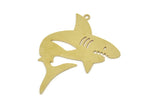 Brass Shark Charm, Raw Brass Shark Shaped Charms With 1 Loop, Ocean Jewelry, Earring Charm, Fish Findings (39x30x0.60mm) SMP2533