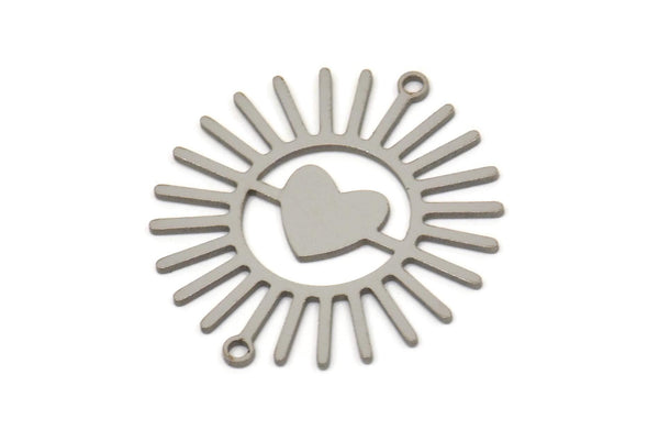 Çelik Kalp Tılsımı, 2 Halkalı Paslanmaz Çelik Kalp Tılsımları, Küpe Tılsımları, Güneş Işığı Takıları, Bağlantı Parçaları, Bulgular (29x27x0,80 mm) SMP2535