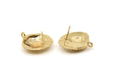 Gold Shell Earring, 2 Gold Plated Brass Sea Shell Earring with 1 Loop, Charms, Findings (27x24.5mm) E281