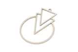 Silver Round Charm, 4 Antique Silver Plated Brass Triangle Charms With 1 Loop, Findings (32.5x24.5x0.60mm) SMP0891 A5546