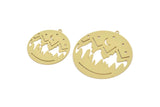 Brass Round Charm, Raw Brass Mountain Charms With 1 Loop, Crescent Moon Charms, Pendants, Findings (30/40x0.60mm) SMP2447