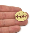 Brass Round Charm, Raw Brass Mountain Charms With 1 Loop, Crescent Moon Charms, Pendants, Findings (30/40x0.60mm) SMP2447