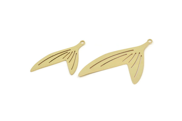 Brass Tail Charm, Raw Brass Fish Tail Charms With 1 Loop, Tail Charms, Pendants, Findings (30.5/40.5x0.60mm) SMP2450