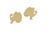 Brass Turkey Blank, Raw Brass Tiny Turkey Shaped Blanks, Blanks For Stud, Animal Jewelry Findings (19x15x0.80mm) SMP2540