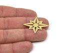 Brass Star Charm, Raw Brass Pole Star Charms With 1 Loop, North Star Charms, Findings (29x34x0.60mm) SMP2456