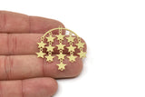 Brass Fringed Charm, Raw Brass Star Fringe Shaped Charm With 1 Loop, Findings (40x38x0.60mm) SMP2472