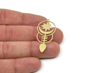 Brass Moon Charm, Raw Brass Crescent Moon And Star Shaped Charms, Findings (42x19x0.60mm) SMP2474