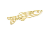 Brass Fish Charm, Raw Brass Trout Charm With 1 Loop, Fish Findings (43x13x0.60mm) SMP2477