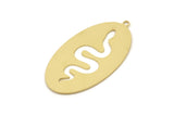 Brass Oval Charm, Raw Brass Snake Patterned Oval Shaped Charms With 1 Loop, Findings (37x21x0.60mm) SMP2479
