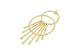 Brass Round Charm, Raw Brass Round Shaped Charms With 1 Loop, Findings, Fringed Charms (47x23x0.60mm) SMP2485