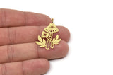 Brass Mushroom Charm, 4 Raw Brass Mushroom Charms With 1 Hole, Charm Pendants (38x24x0.60mm) SMP0345 A6197 A5738