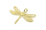 Brass Dragonfly Charm, 6 Raw Brass Dragonfly Shaped Charms With 1 Loop, Pendants, Findings (23x30x0.60mm) A3446 A5518