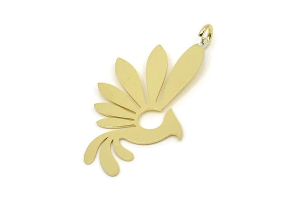 Brass Bird Charm, 4 Raw Brass Phoenix Charms With 1 Loop, Findings (40x21x0.60mm) SMP0316 A2682 A5332