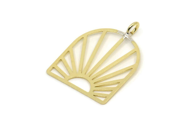 Brass Sun Charm, 4 Raw Brass Sun Shaped Charms With 1 Loop, Charm Pendants, Findings (29x22x0.60mm) A5227 A5515