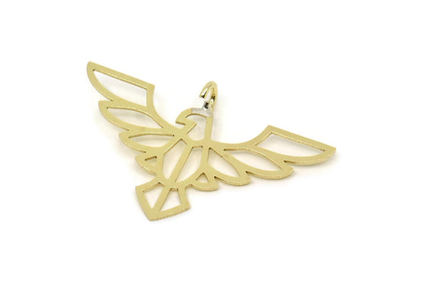 Brass Eagle Charm, 6 Raw Brass Eagle Shaped Charms With 1 Loop, Bird Charms, Necklace Charms, Connector Charms (24x38x0.60mm) A6619 A5522