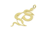 Brass Moon Charm, 4 Raw Brass Crescent Moon And Snake Shaped Charms With 1 Loop (43x22x0.60mm) SMP0188 A5531